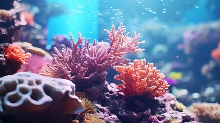 Underwater Coral Reef with Tropical Fish and Sunbeams