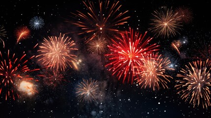 Celebratory Fireworks Display in the Night Sky