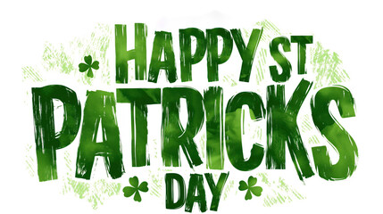 happy st patricks day text on white background