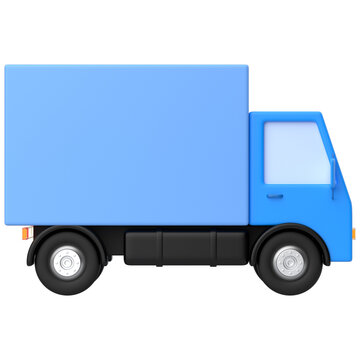 Delivery service truck cargo side view 3d icon