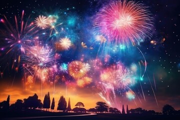 Fototapeta na wymiar A Thrilling Fireworks Show in the Sky