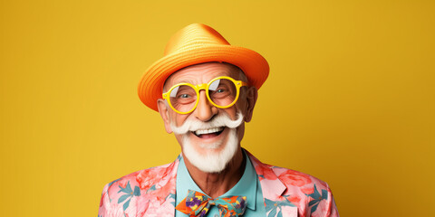 funny old man in stylish clothes and glasses