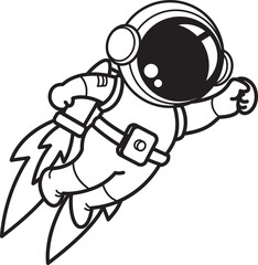 Obraz premium Doodle Astronaut Cartoon , line art
