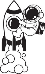 Doodle Astronaut Cartoon , line art
