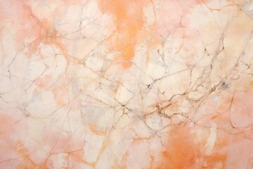 Textured abstract painting with white, orange, and peach fuzz colors acrylic paint on large canvas.