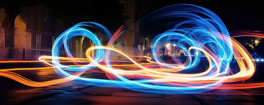 Illuminated Light Trails, Artistic Ai Creation Authenticity