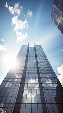 Modern Corporate Skyscraper Against Cloudy Sky