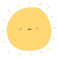 Cute Sun Mascot Character Kawaii Cartoon Sun Smile Yellow Sun Cartoon illustration Cute Sun Drawing Sun Adorable Sun