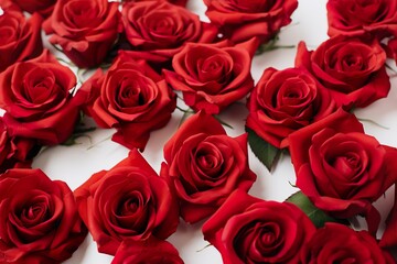 top view of beautiful red roses generative ai