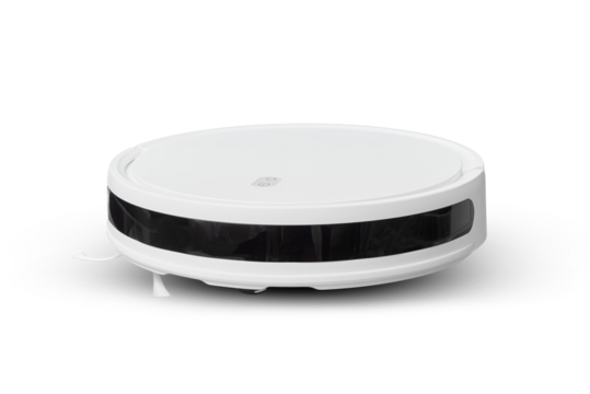 White robot vacuum cleaner on white isolated background
