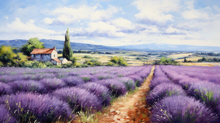Provence landscape with lavender field
