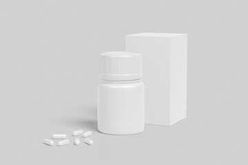 Blank Supplement Pills Bottle Packaging Mockup Set