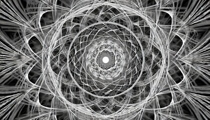 circular weave in black and white a digital abstract fractal creation with a double circular weave...