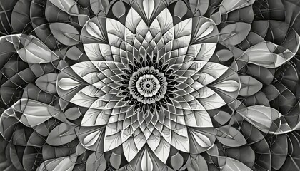 fibonacci flower in black and white an abstract fractal creation with an optically challenging fibonacci flower pattern in black and white
