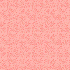 Cute simple modest botanical fabric pattern of small pink red flowers and leaves Ditsy girl dress trendy style