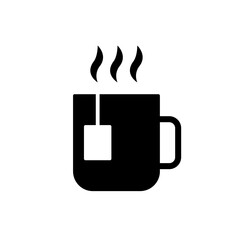 Hot tea cup glyph black icon