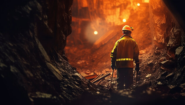 working on diamond mining site