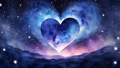 heart in indigo cosmic sky for valentine s day generative ai