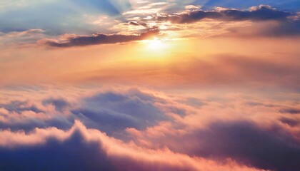 light soft panorama sunset sky background with pink clouds sunset over the clouds sky and clouds pink clouds in the sky clouds and sun rays