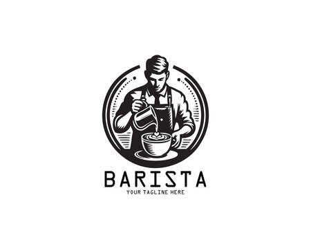 coffee barista or bartender logo design vector