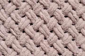 Patterns of soft plush knitted blanket handmade, color dusty rose