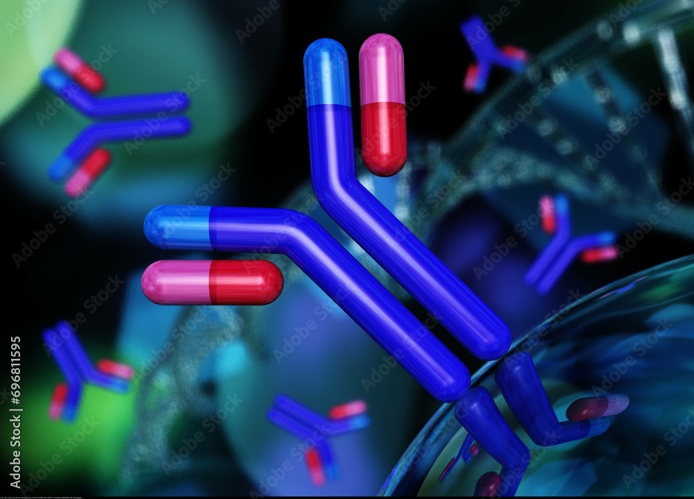 Wall mural antibodies, immunoglobulins, the immune system, 3d rendering