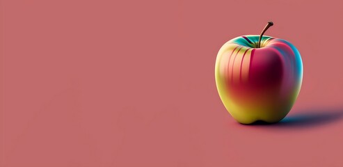 Obraz premium A basic pink-redish apple that has a solid background and looks kind of cartoony and low polly,generative ai