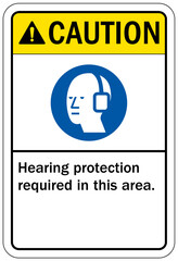 Fototapeta na wymiar Hearing protection sign and labels
