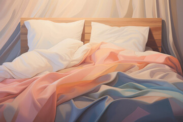 An abstract image of a cozy bed surrounded by soothing colors, suggesting the comfort and relaxation conducive to a good night's sleep.
