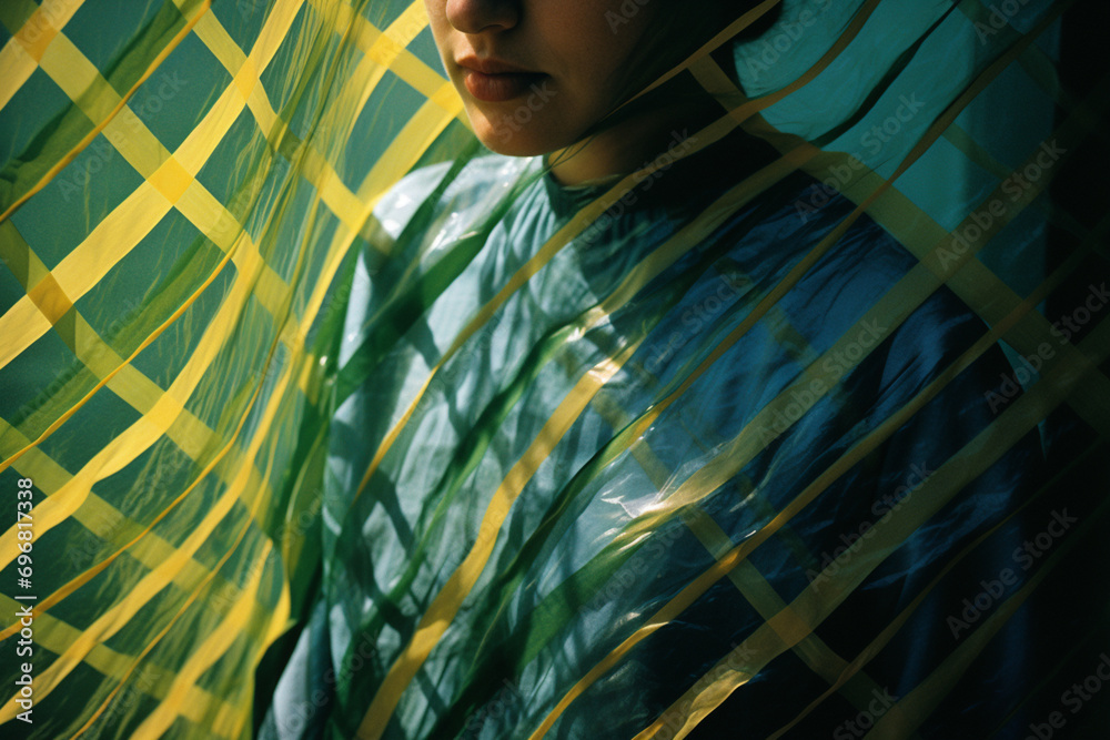 Leinwandbilder abstract patterns inspired by nature enveloping a person, symbolizing the fusion of environmental el