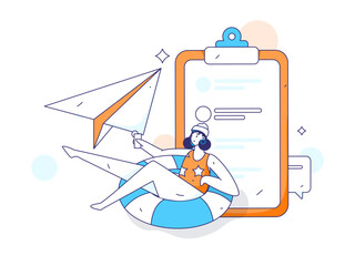 Flat vector illustration of business people operating work scene
