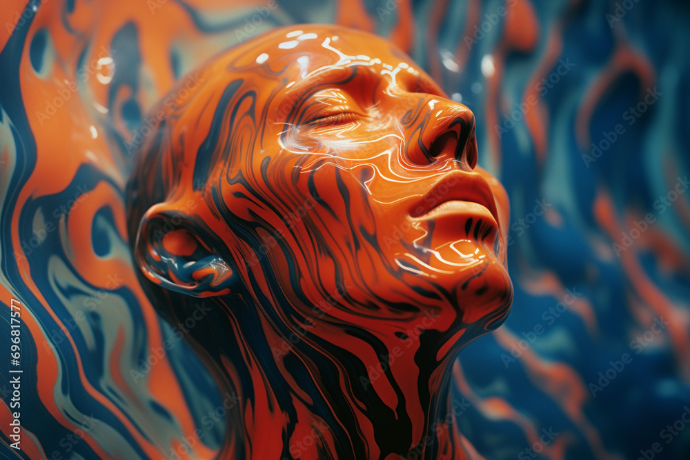 Leinwandbilder abstract patterns resembling the dynamic flow of cerebral waves, enveloping a person and conveying t