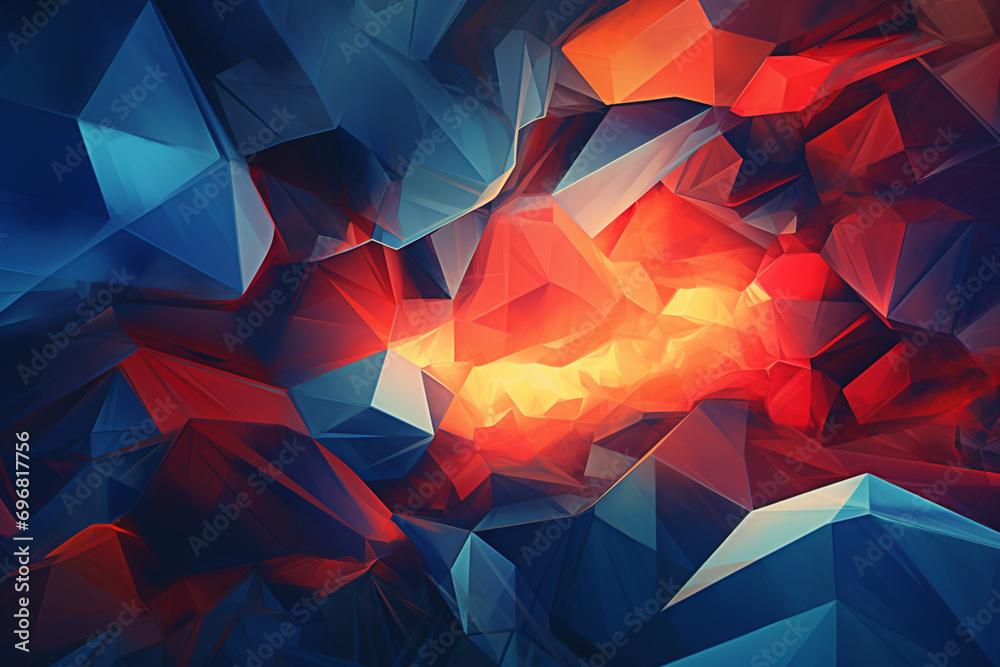 Fototapete polygonal shapes distorted in a three-dimensional space, creating an abstract and visually intriguin