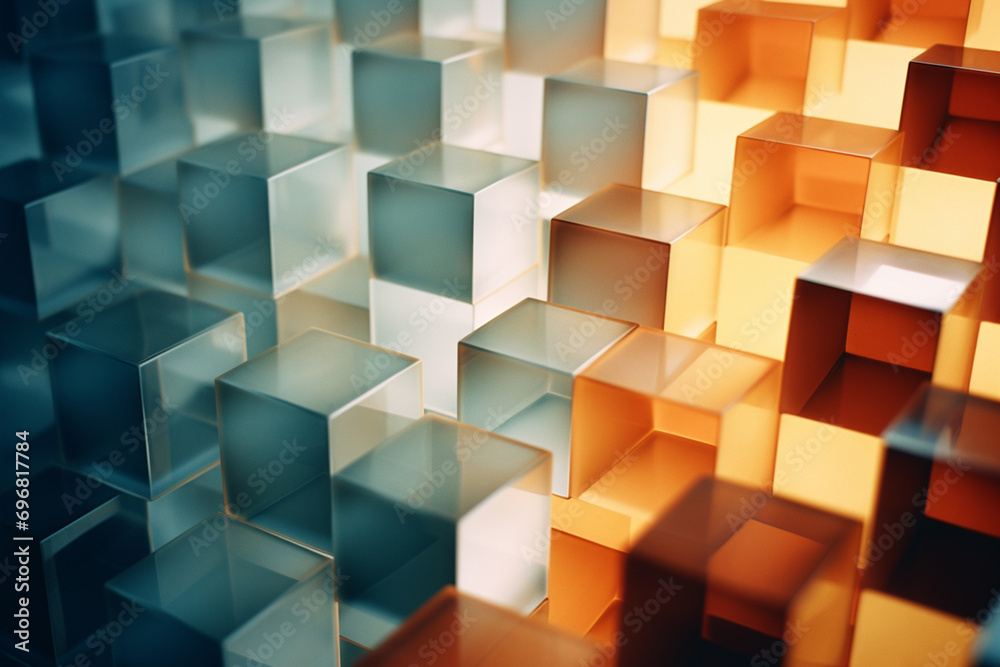 Poster Cubic shapes arranged in a matrix with a 3D twist, forming an abstract and visually intriguing composition.