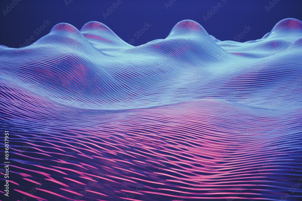 Fototapete Waves of dynamic waveforms with 3D effects, creating a visually rhythmic and harmonious composition.