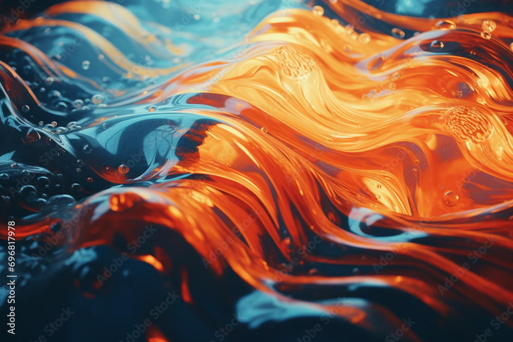 Fototapete cascading waves of dynamic liquid crystals with 3d effects, forming a visually vibrant and harmoniou