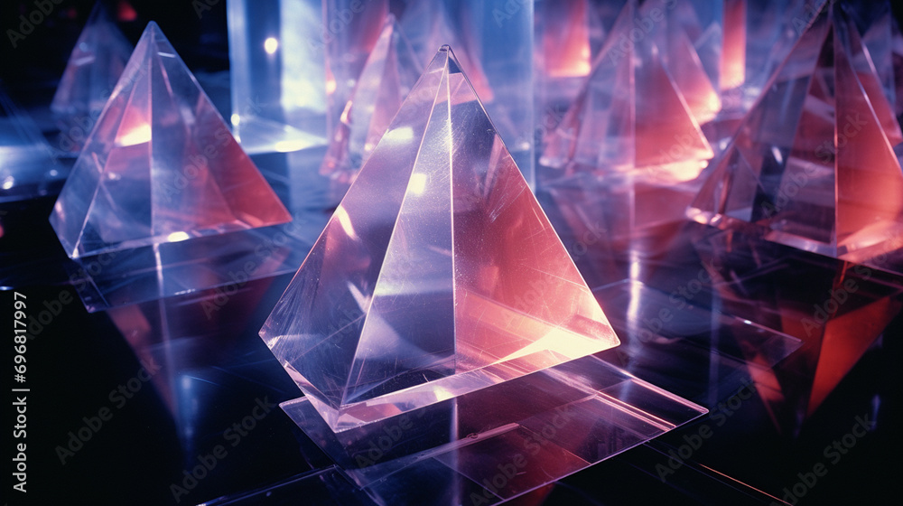 Aufkleber Geometric prisms arranged in an illusionary 3D space, creating a visually captivating and mesmerizing effect.