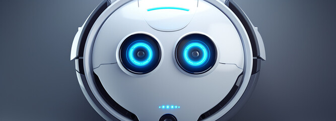 A robot vacuum cleaner with big eyes, generative AI - obrazy, fototapety, plakaty