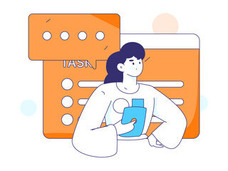 Flat vector illustration of business people operating work scene
