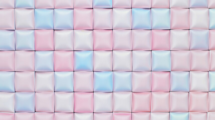 Soft pink blue pastel colored checkered square mosaic tiles wall texture background
