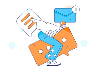 Flat vector illustration of business people operating work scene
