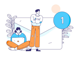 Flat vector illustration of business people operating work scene
