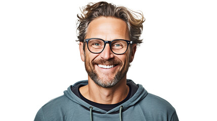 Icelandic Smiling Man with Glasses on a transparent background - obrazy, fototapety, plakaty
