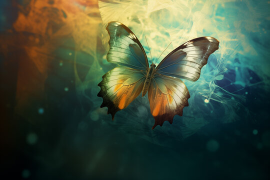 Gentle soul vision photo embodying creative image with butterfly. Generative AI