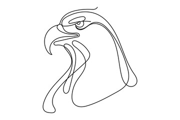 Eagle Bird Line Art Doodle Illustration. Silhouette Outline Wild Eagle Bird Monochrome Symbol Contour Hand Drawn Curve Line Decoration