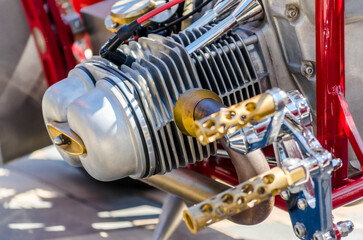 chopper motorcycle engine fragment closeup