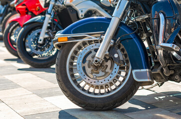 chopper motorcycle wheel close up