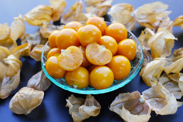 Fresh cape gooseberry. Delicious tropical fruit