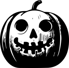 Flat vector graphic of linocut pumpkin