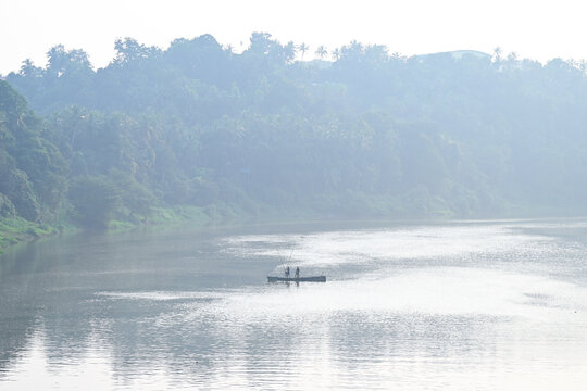 An aesthetic morning view of Chaliyar river from Areekode town in Malappuram district.